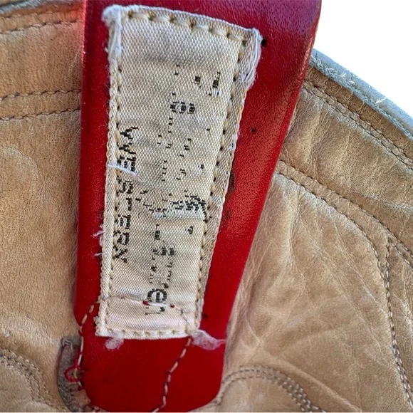 Ralph Lauren Polo Western Cowboy Boots Vintage 1980s  Red Leather Flower Inlay - Picture 6 of 16